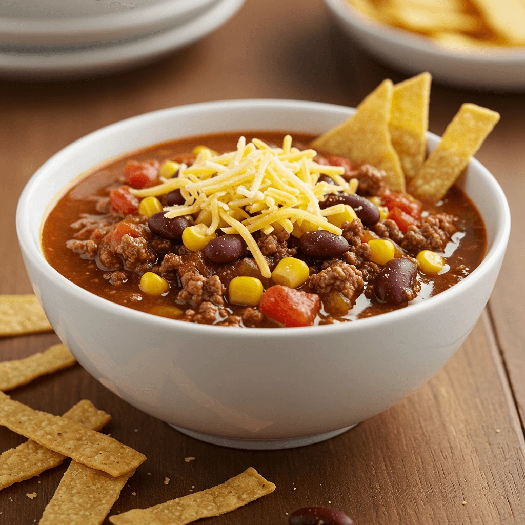 Family enjoying taco soup frios at the dinner table