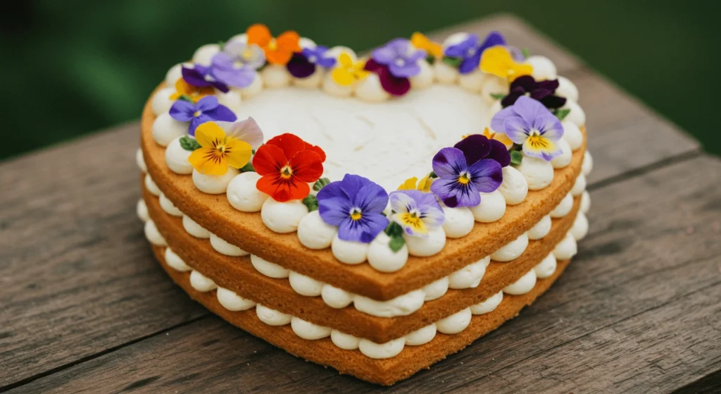 Elegant heart cake with lace decoration