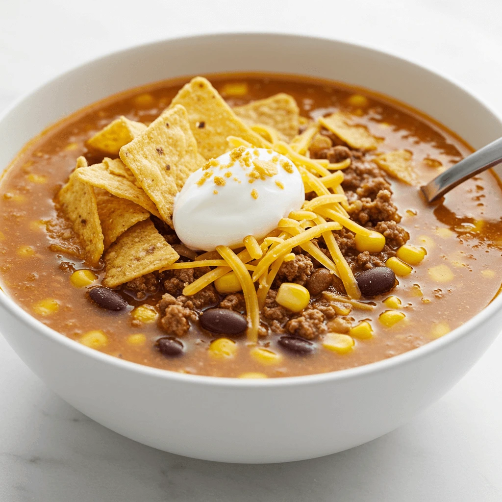 Taco soup frios garnished with fresh herbs