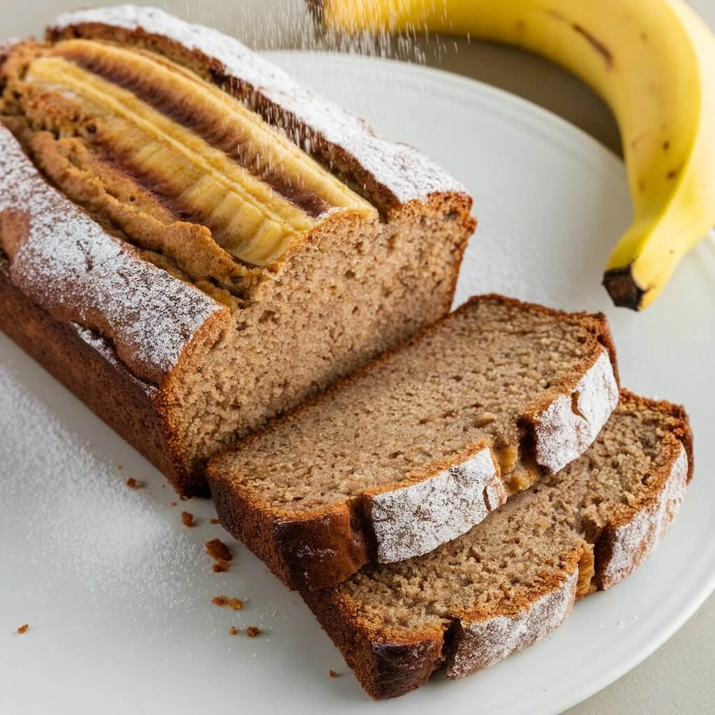 Banana bread with chocolate chips on a plate