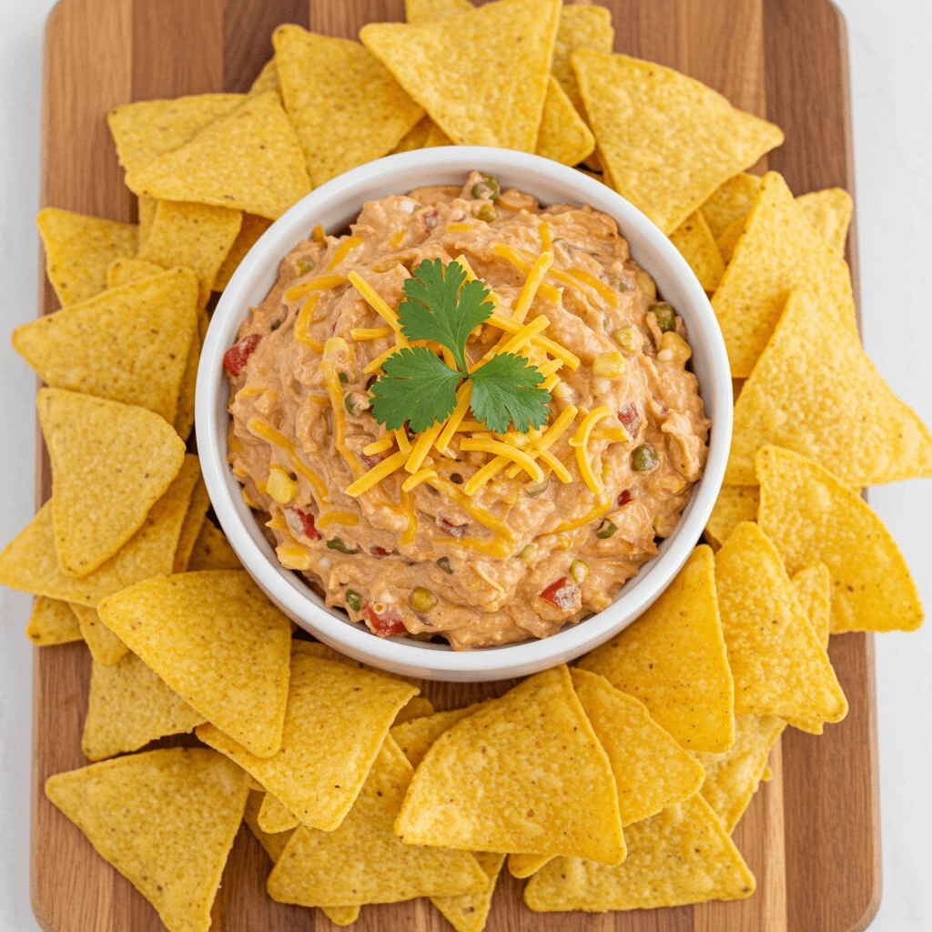 A slow cooker filled with melted Rotel dip.